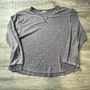 Maurices Thermal Top Womens Large Gray Waffle Knit Long Sleeve Relaxed Casual